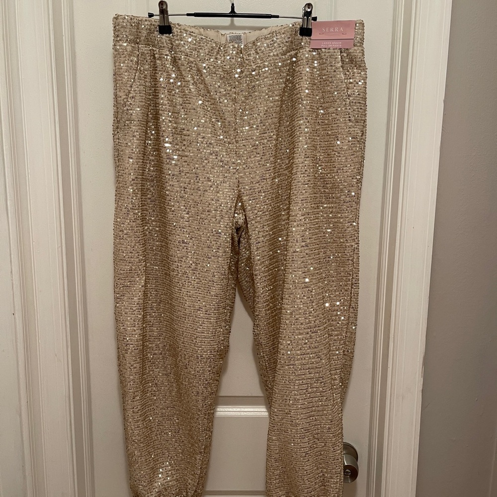 Aldi Serra Brand Sequin Embellished Gold Joggers
